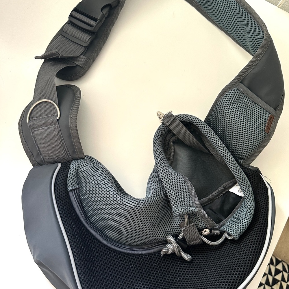 Gray Sling Pet Carrier Crossbody Bag